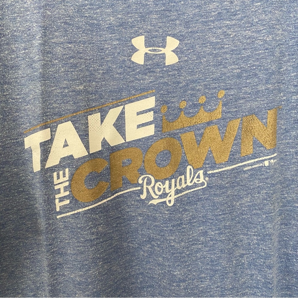 Under Armour Men's Size 2XL Kansas City Royals Blue White Gold Crew Neck T-Shirt - Picture 2 of 5